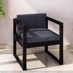 SUNCOM Wooden Arm Sofa Chair for Living Room - Armchair for Outdoor & Balcony - Wooden One Seater Sofa - Sheesham Wood Chair with Cushion (Walnut Finish)-picture-18