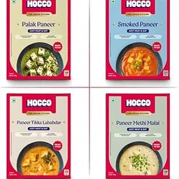HOCCO Sabji Combo Pack of 4 (Smoked Paneer, Palak Paneer, Paneer Tikka Lababdar, Methi Malai) | Ready to Eat | Just Heat & Eat | No Added Preservatives & Colours | Meal Ready in 5 Min - 300g Each-picture-16