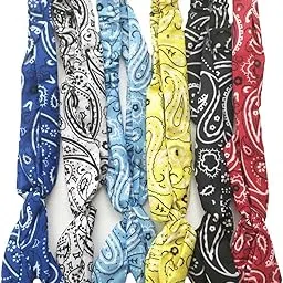 aesthetinc 6 Bandanna Material Paisley Print Twisted Top Headbands Headwraps (Mix Color 1)-picture-16