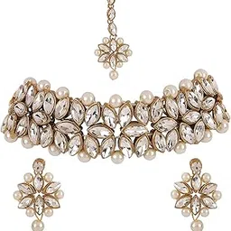 shining diva fashion Latest Choker Design Antique Kundan Traditional Necklace Jewellery Set for Women-picture-44