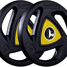 RAWFIT Olympic Viva Barbell weight plate (10kg x 2) Total 20 Kg Black Weight Plate (Black, 20kg Set (10X2)-picture-20