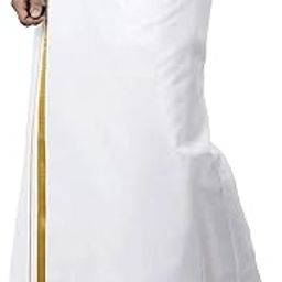 tuni mani Men's Cotton Welcro Dhoti/Pocket Vesti/Zari Border/White/adjustable for all size-picture-32