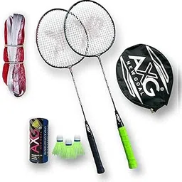 AXG Scratch Resistant A-2000 Badminton Racquets Set of 2 with 3 Plastic Shuttles and Net Badminton Kit (Multicolor)-picture-12