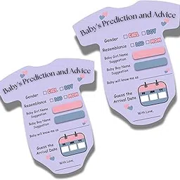 The Decor Cycle, Pack of 20, Baby Shower Decoration Items Gift Cards for Games Wishes Name Suggestion cards, Shape Cut, 5 X 4.5 Inches, Purple-picture-21