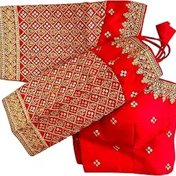 vihu fashion Women's Milan Silk Heavy Golden Codding Embroidery Sequins Work Multicolor Saree Blouse-picture-36