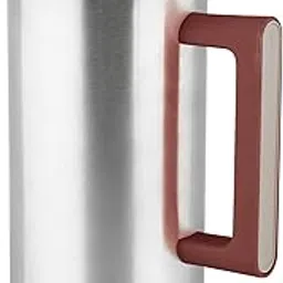 Milton Citrine Stainless Steel 1600 Water Jug with One Touch Flap Snap Fit Lid, Mirror Finish, Strong and Sturdy Handle, Spill Proof Pouring, Single Walled, Light Weight, Easy Grip, 1550 ML, Red image 1