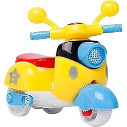 Kids Toy Scooter, Yellow and Blue Plastic Ride-on Vehicle with Handlebar, Educational Musical Toy for Toddlers-picture-25