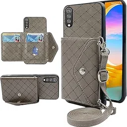 Compatible with LG Velvet 5G/LGVelvet Verizon G5 UW T-mobile 2020 Wallet Cover with Crossbody Shoulder Strap Stand Leather Credit Card Holder Lanyard Slot Phone Cover for LM G900UM 4G Tmobile Grey-picture-47