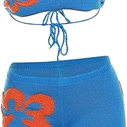 VELURA 2Pcs Women Knitted Shorts Set Outfits Stylish Tube Crop Tops M|1 Women Swimsuit|Clothing, Shoes & Accessories|Clothing, Shoes & Accessories-image-9