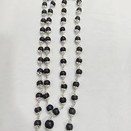 HM Godness Karungali Malai Silver Plated Necklace, 8mm Ebony Wood Beads, 54 Beads-image-72