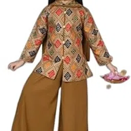 Girls' Clothing Sets Girls Kurti & Palazzo Set Stylish top Plazo Dupatta Set, sharara Set for Girl|Style - 6557 Kids for The Age of - 12-18 Months MulticolourF,-picture-40