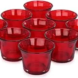 Mahganya Set of 6 Votive Glass Tealight Candle Holders - Christmas Decorations Items for Home D�cor Living Room Bedroom Dining Table (Red) - Christmas and Diwali Gifts Multi Color (Red)-picture-15