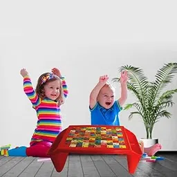 Babyjoys Snakes & Ladders Printed Plastic Kids Table with Side Storage for Eating, Study, Art & Craft, Games, Drawing/Bed Table (Red)-picture-55