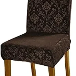 HOKIPO 200 GSM Premium Embossed Velvet Series Chair Covers Set of 1, Brown (AR-5125-BR)-picture-12