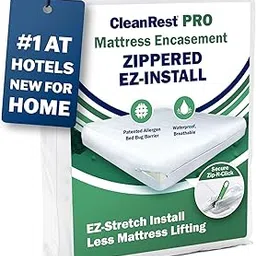 CleanRest Pro Mattress Protector Encasement, MicroPlush Fabric, Ultimate Sleep Surface Protection with Patented MicronOne Technology, Zip-N-Click Security, EZ-Fit, Waterproof (Queen)-picture-24