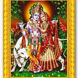 Pavan Photo Laminations Radha Krishna Photo Frame Radhe Radhakrishna Wall Painting Framed Home Decor (Wood,Matte,Gold,Small Size,6 x 8 Inch) R696S-picture-14
