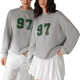 Loose Drop Shoulder Numeric Print Crewneck Pullover Sweatshirt Going Out Long Sleeve Grey Sweatshirt, for Friends, Husband, Boyfriend Gifts-image-66