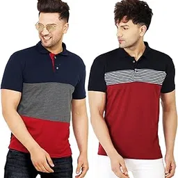 leotude Men's Regular Fit Half Sleeve Matty Combo Polo T-Shirt (Pack of 2)-picture-38