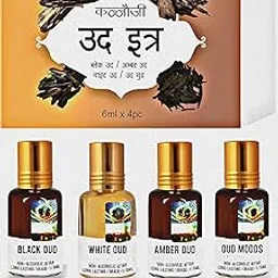 Premium Oud Attar Gift Pack, 4 in 1 Non-Alcoholic Collection, Black, White, Amber and Oud Moods, 6ml Each-picture-48