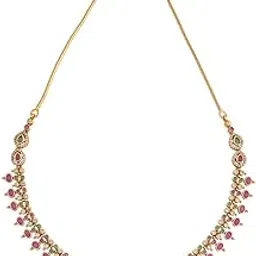 kushal's Fashion Jewellery Ruby-Green Gold Polished Antique Necklace With Adjustable Chain | Best For Gifting & Special Occasion | Necklace For Women - 433424-picture-14