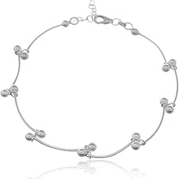 nemichand jewels Pure 925 Silver wavy Anklet Payal for Women (1PC) (10 inch + extention)-picture-20