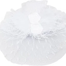 Radhu & Kabby Fascinator Hat with Hexagonal Mesh Veil Bow and Roses | Two Alligator Clips for Grip | Hair Accessory for Weddings, Outings and Special Events image 1