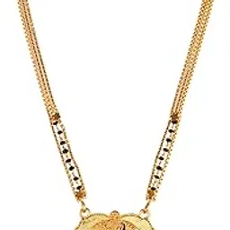 9blings Set Of 3 Gold-Plated Meenakari Mangalsutra Set |Pendant With Chain Combo Mangalsutra For Women-picture-56