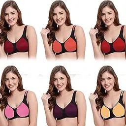 joya speed Non-Wired Bra for Women – Soft Cotton, Adjustable Straps, Comfortable Fit, Multicolour Set, Perfect for Everyday Wear (Pack of 6; Colours May Vary)-picture-32