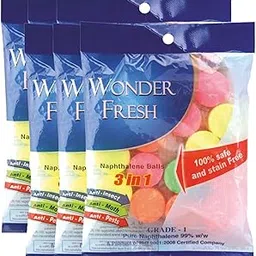 Wonder Fresh Naphthalene Balls | Phenyl Goli | Mothballs for Home & Commercial Use | Naphthalene Balls for Wardrobe, Bathroom, Bookselves, Drawers, Wash Basin - 100g (Pack Of 6) Multicolor-image-3
