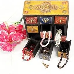 Home and Bazaar Traditional Handpainted 9 Drawer Chest. 9x4x9 Inch-picture-26