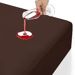 HOMEMONDE 100% Waterproof Premium Cotton Feel Mattress Protector Double Size, 78x72 Inches | Breathable and Hypoallergenic Ultra Soft Fitted Bed Protector Cover (78"x72" - Double, Brown) image 1