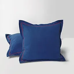 Swayam Casement Plain Cushion Cover -16" X 16" (Set of 2), Blue-picture-16