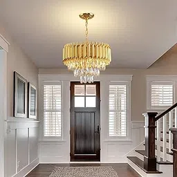 Modern Crystal Led Jhoomer Ceiling Lights Hanging for Living Room Chandelier Hanging Light for Dining Lights for Ceiling Chandelier for Table (Gold, 3-Tier, 400 MM, 16 Inch)-picture-11