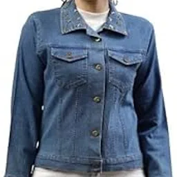 kassually women jacket Blue Solid Denim Jacket-picture-15