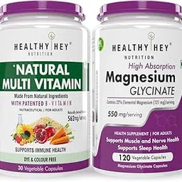 HealthyHey Nutrition Natural Multivitamin 30 capsules & Magnesium Glycinate 120 capsules-picture-26