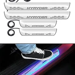 FABTEC Car Door Foot Step LED Sill Plate with Mirror Finish Light Compatible for Toyota Hyryder Set of 4pc,Blue(6 Month Warranty)-picture-10