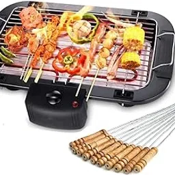 DK HOME APPLIANCES Barbeque Grill Electric Smokeless Indoor/Outdoor Grill Portable Adjustable Temperature Control, 2000W (BBQ_03) - Black-picture-31
