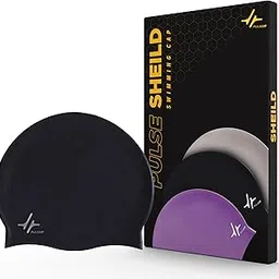PulseCap Silicone Swimming Cap for Women & Men, Adult, Vibrant Lightweight, Non-Slip, Easy Wear | Removal, Protects Hair (Black)-image-71