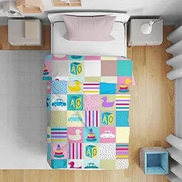 Home Plus Studios® Comforter Microfiber Reversible Cubes Printed Toddler Size 150GSM Ac Comforter New Born Baby Blanket | Soft Light-Weight Bed All-Season Blanket 0-4 Years Kids (100 Cm x 150 Cm)-picture-10