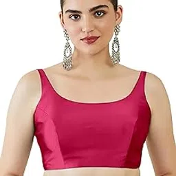 Womens Taffeta Padded Blouse, Classic Sleeveless Silk Stitched Blouse, Readymade Saree Blouse for Women Stylish-image-79