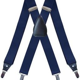 calandis ™ 4xMen's Suspenders Elastic Straps Solid Heavy Duty 4 Clips Adjustable Unisex Dark Blue | Suspenders Braces | Mens Accessories-picture-3
