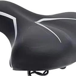 Comfort Bicycle Saddle Seat with Dual Spring Suspension, Black with Silver Trim-picture-59