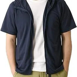 raffrule(ラフルーレ) LaFleur M3 Men's Hoodie, Short Sleeve, Sweat Absorbent, Quick Drying, Stretch, Plain, Zip Hoodie, Sports-picture-12