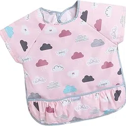 POLKA TOTS Waterproof Washable Half Sleeves Apron Feeding Bibs with Super Absorbent, Soft, Comfortable & Lightweight for Infants & Baby Toddlers (6 to 24 Months, Cloud Design)-picture-10