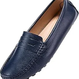 beauseen Women's Blue Penny Loafers Leather Driver Moccasins Casual Flats Shoes Size 8 BES-2207LAN080-picture-33