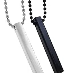 saizen Silver vertical bar pendant with ring for boys and mens-picture-33