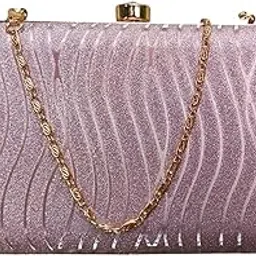 mahya Girls Women Glitter Party Clutch/Sling Bag with Gold Chain | Bridal Wedding Party Handbag | Ladies Handbag | Stylish Cross Body image 1