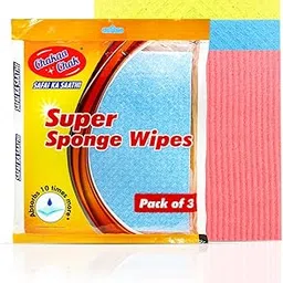 Chakaachak Super Sponge Wipes for Cleaning Glass, Kitchen Slab, Metal Surface & Appliances| Pack of 3 | Kitchen Needs| Reusable Multicolour Cleaning Cloth for Kitchen |-image-46