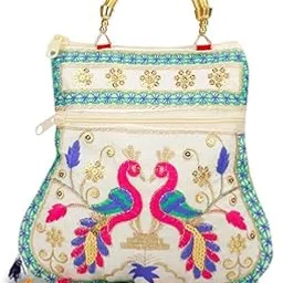 ZERATIO Women's Rajasthani Jaipuri Art Handicraft Beautifull Clutch Sling Bag Multicolor-picture-24