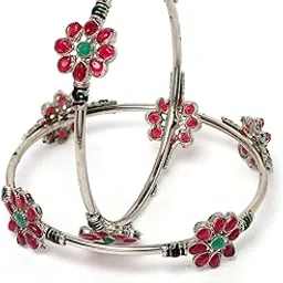 sukkhi Traditional Gold Plated Red And Green Kada Bracelet Bangle Jewellery Set for Women & Girls-picture-25